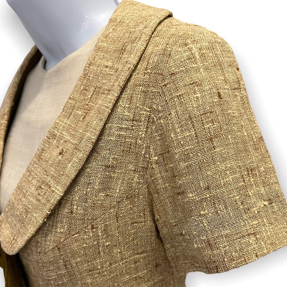 vintage 60s dress suit in tan tweed by Sue Brett -  ILGWU - matching jacket - Picture 4 of 10